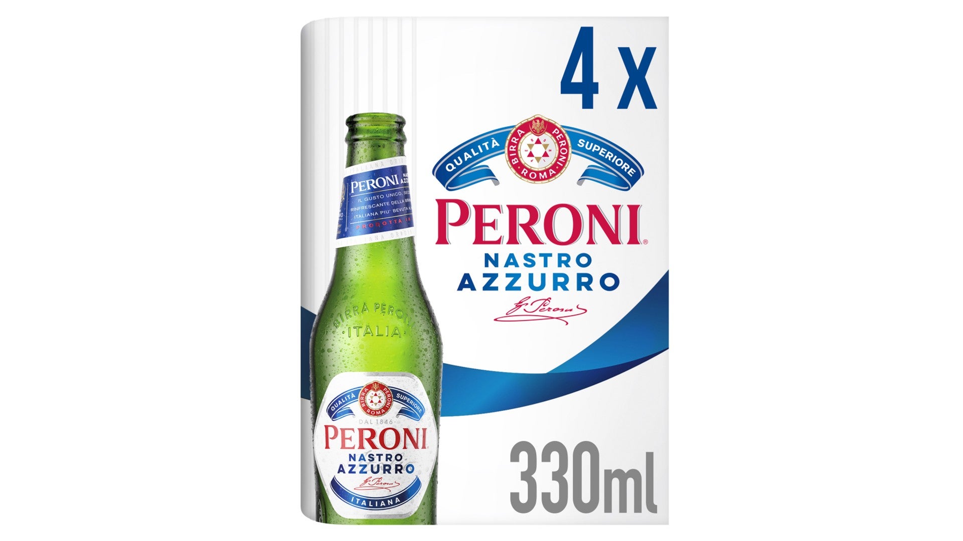 Peroni Nastro Azzurro Lager Beer Bottles 4 x 330ml