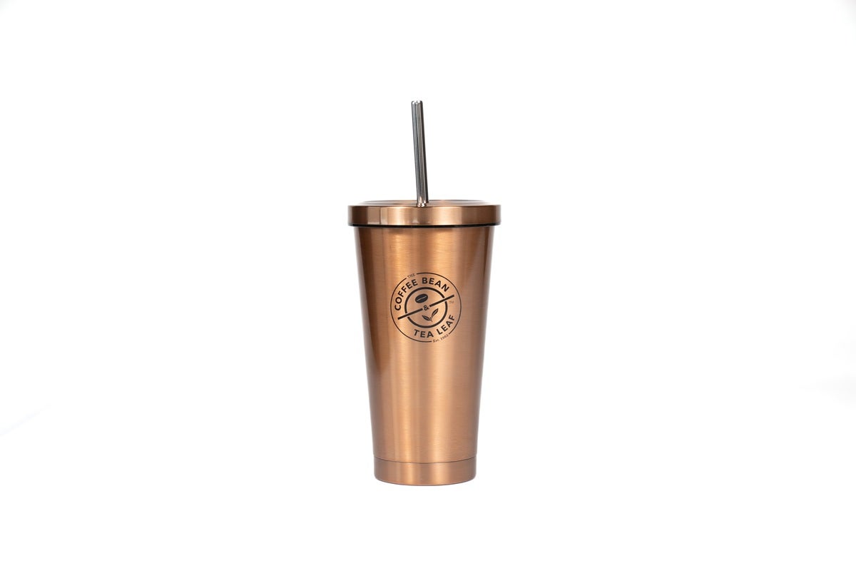 Straw Thermos Cup - Gold (16oz)