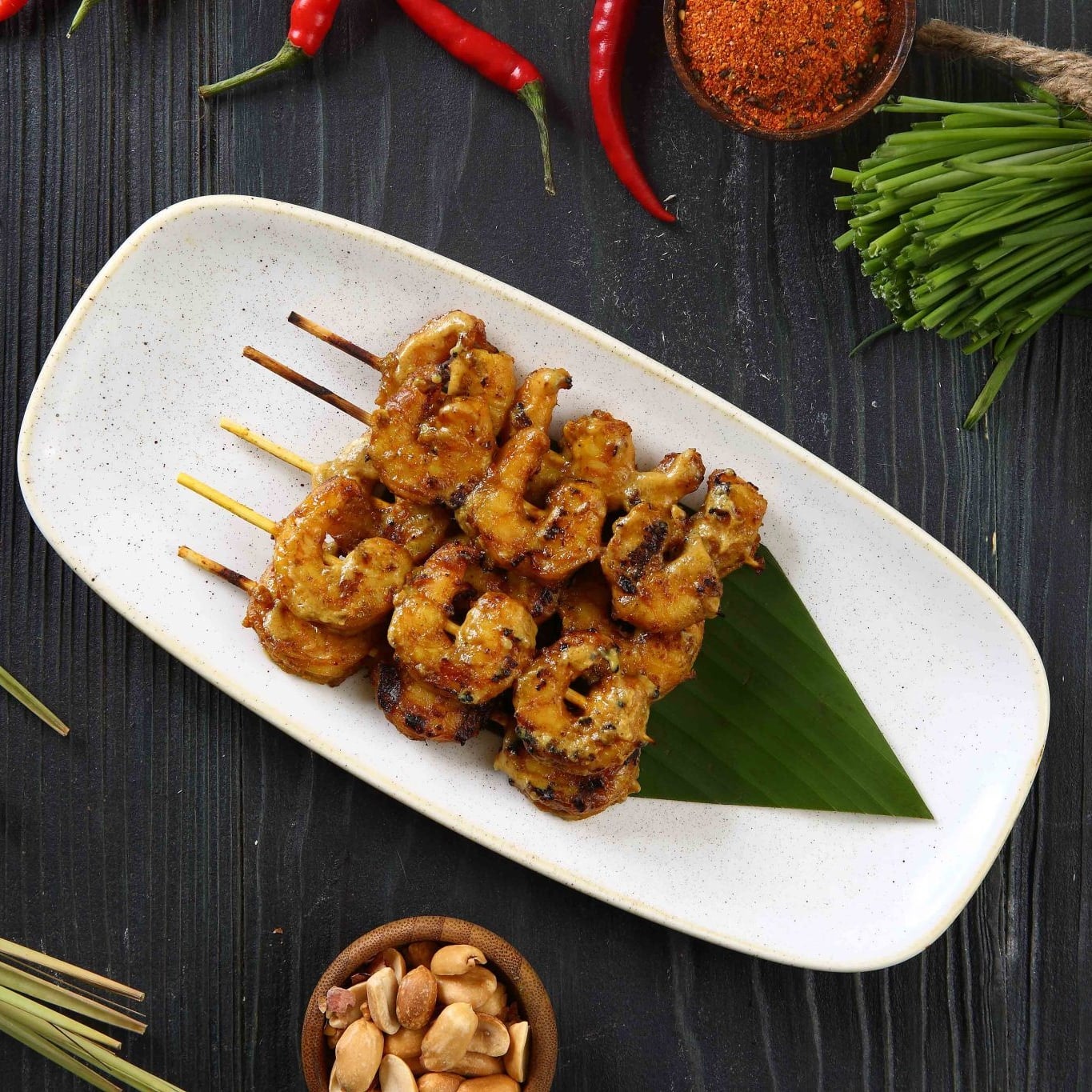 Grilled Satay Sticks Shrimp