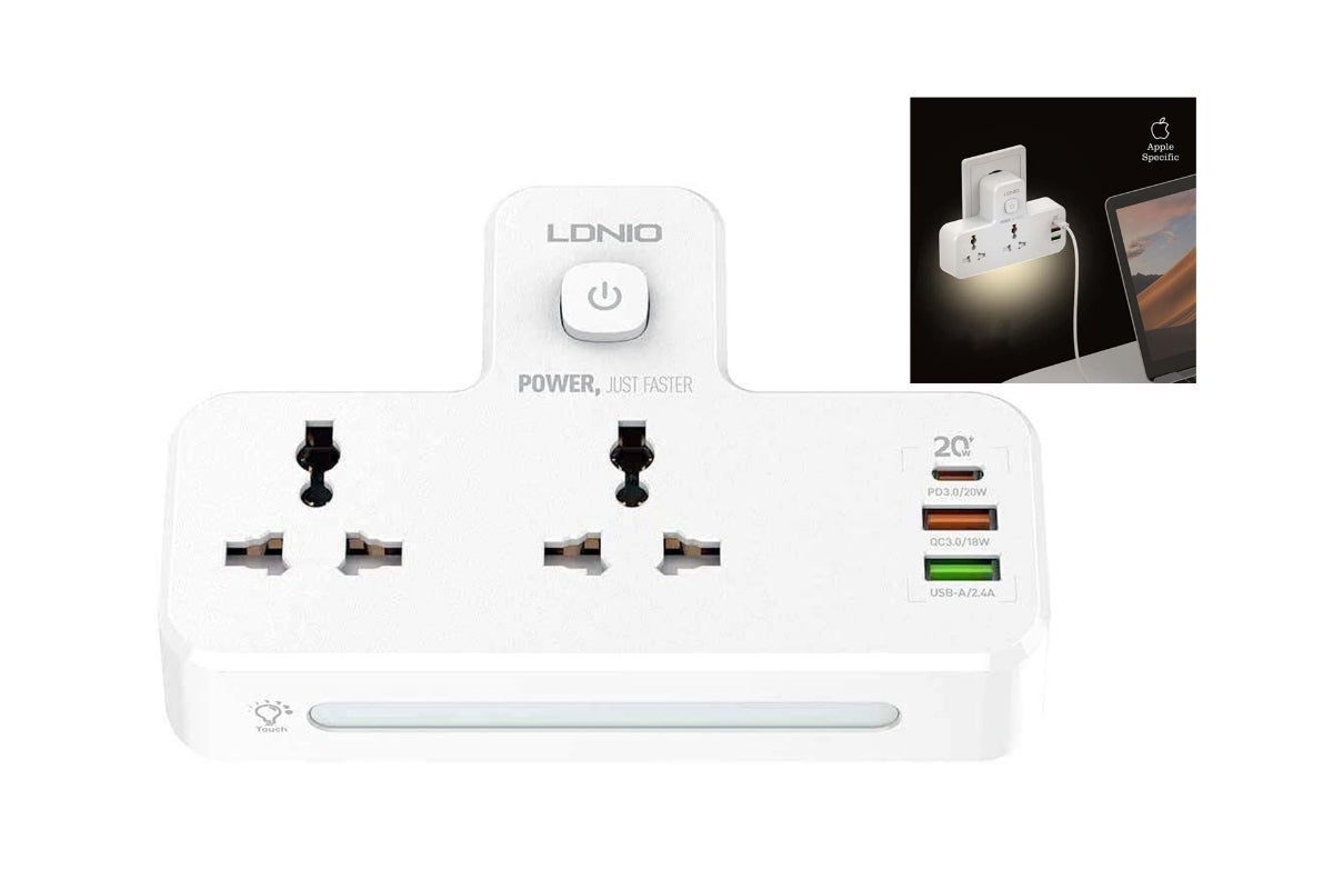 LDNIO 20W Power Strip 2 USB & 1 USB-C PD & QC3.0 UK - White