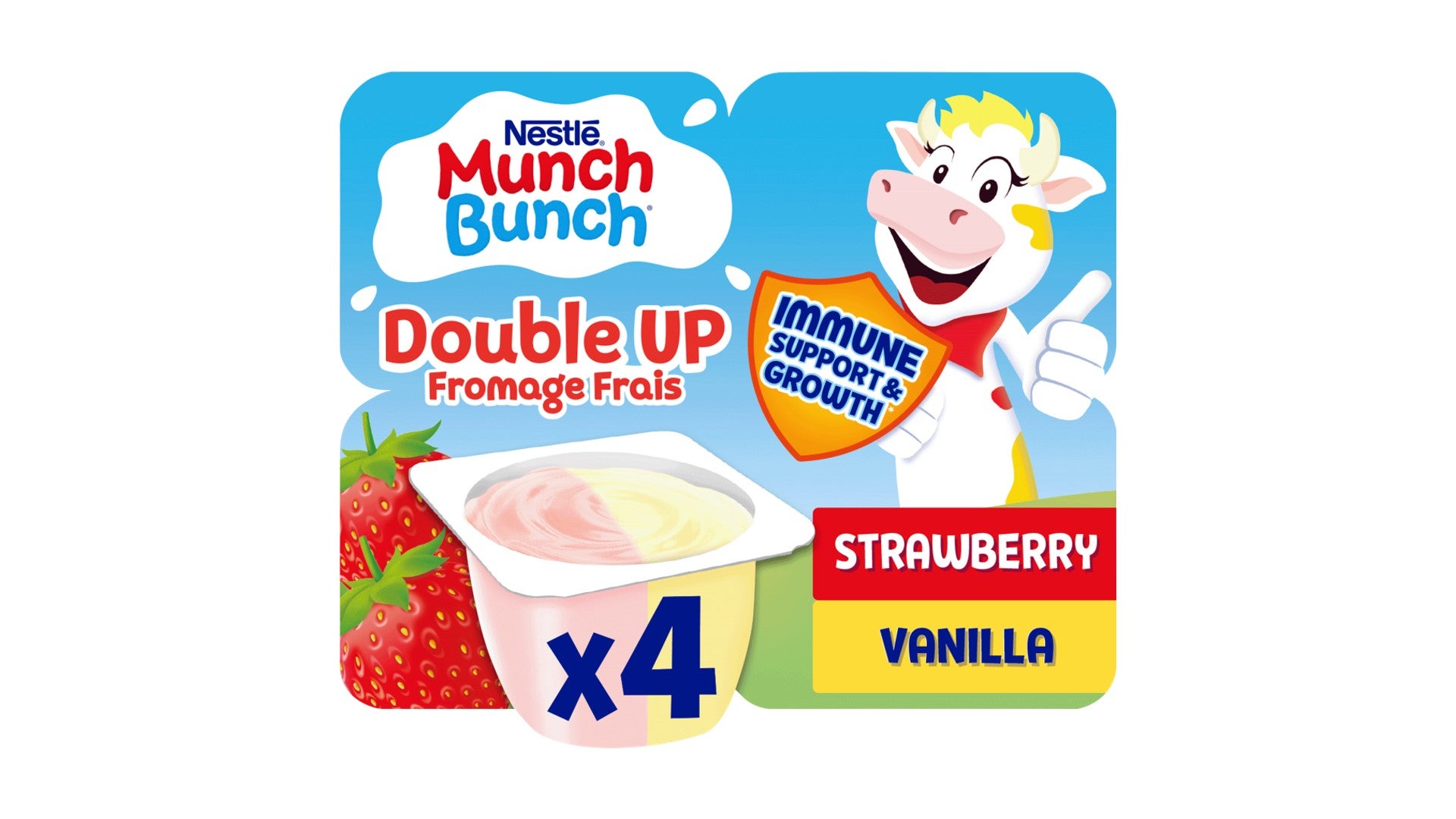 Munch Bunch Double Up Fromage Frais Strawberry Vanilla 4 x 85g (340g)