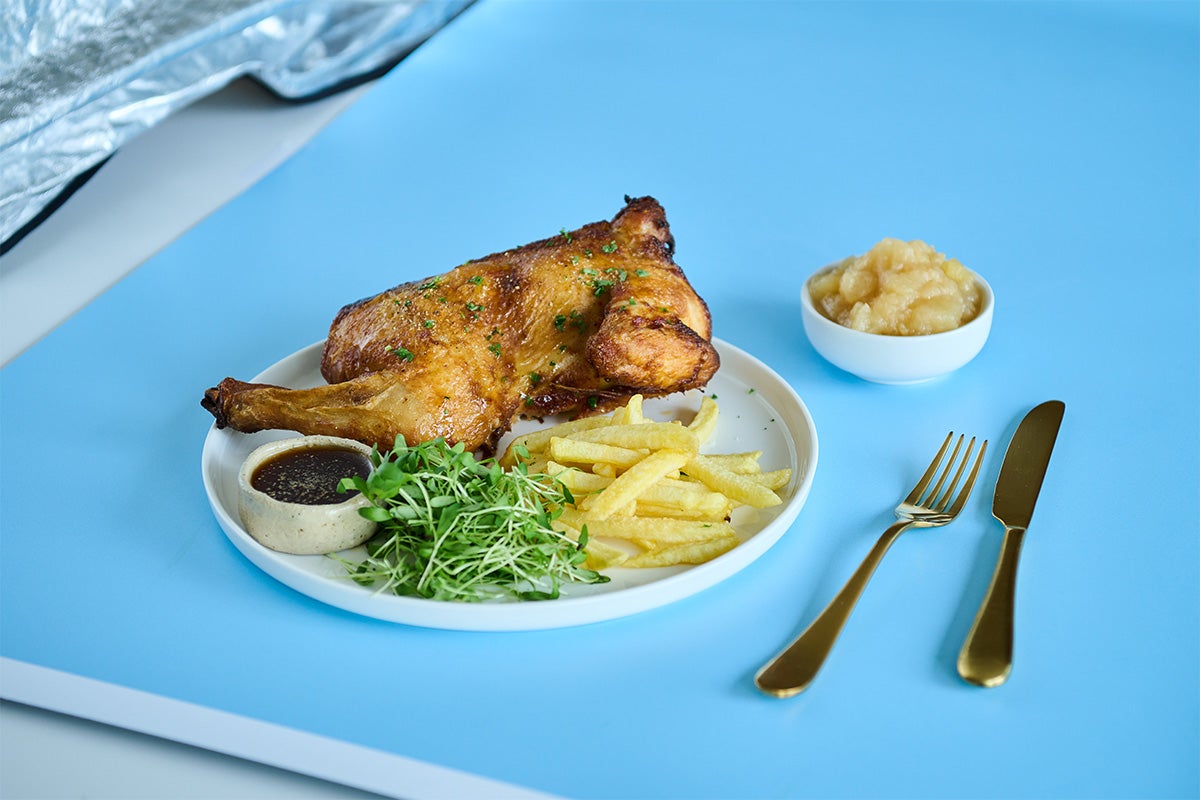 Demi poulet et compote