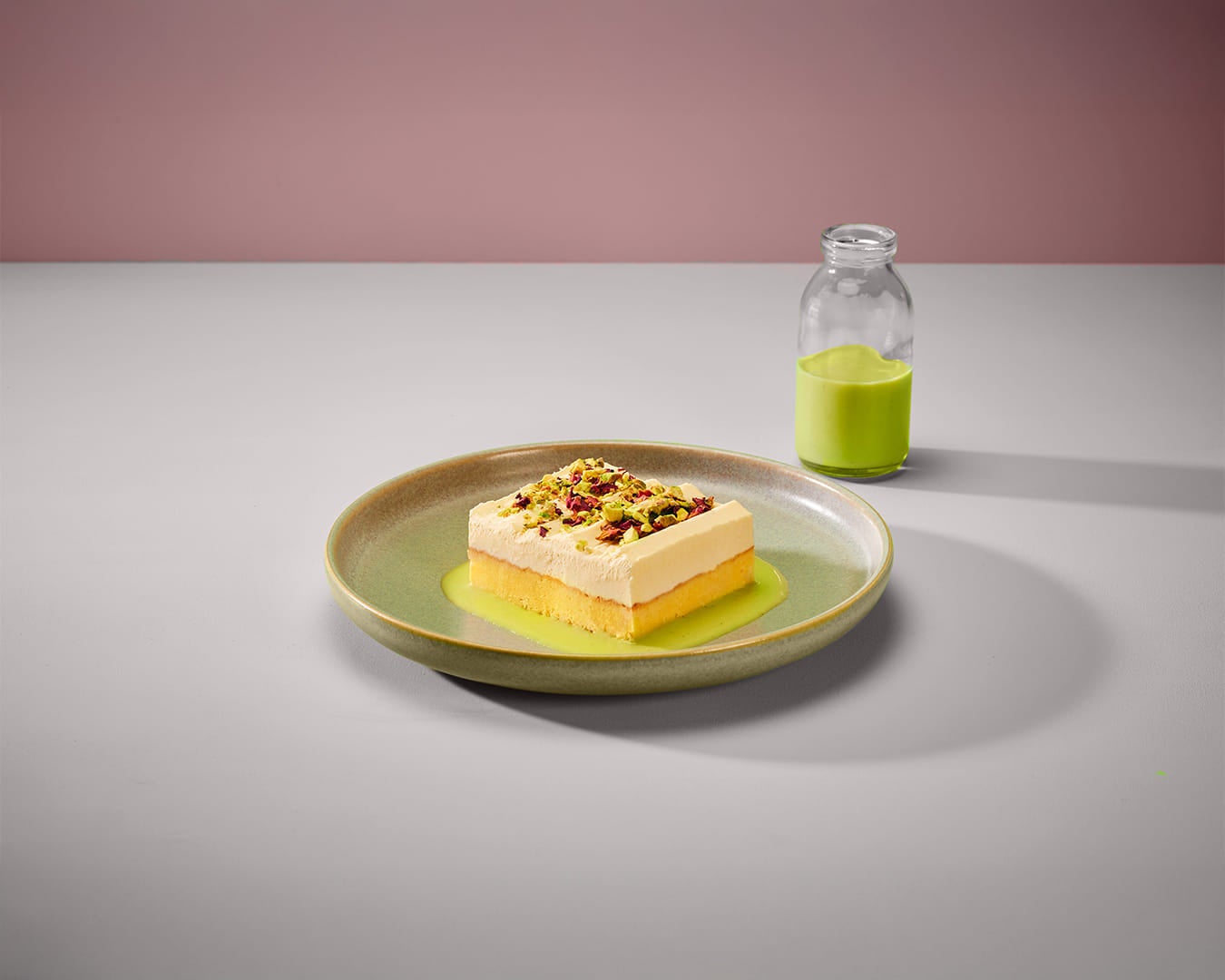 Vanilla, Pistachio & Rose Milk Cake