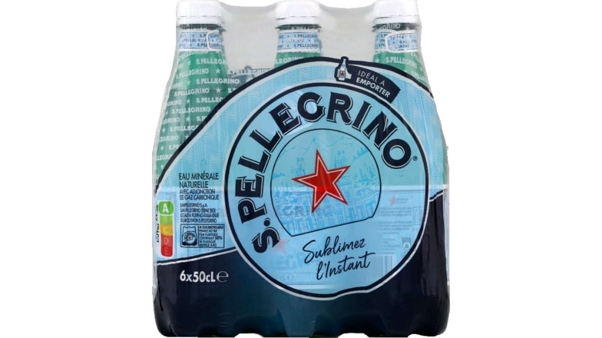 San Pellegrino Eau minerale naturelle gazeuse Les 6 bouteilles de 50cl