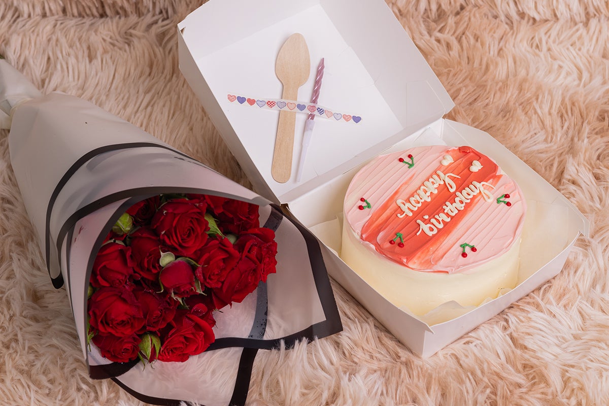 Happy Birthday My Sweet Cake With Flowers