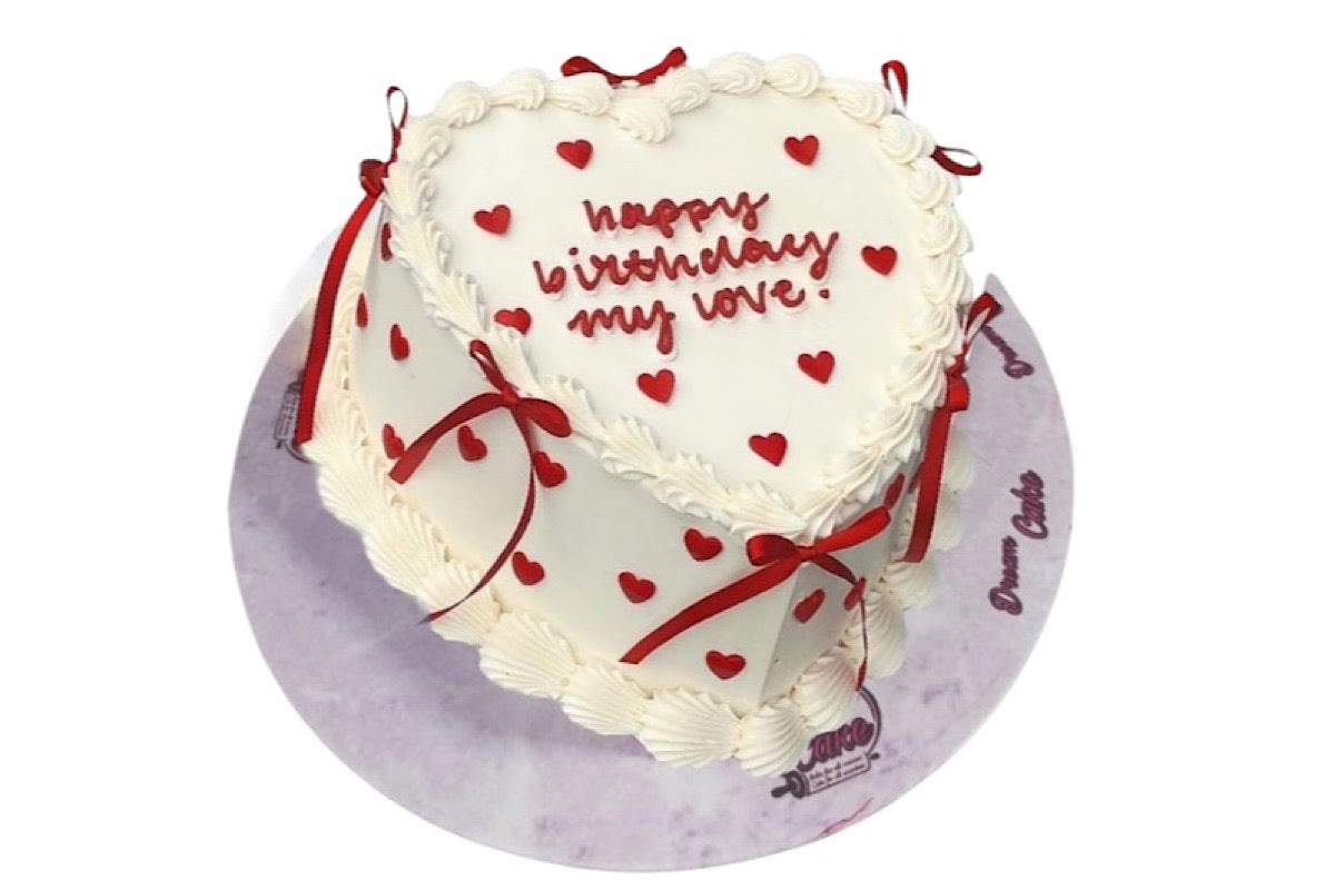 Heart ribbon cake