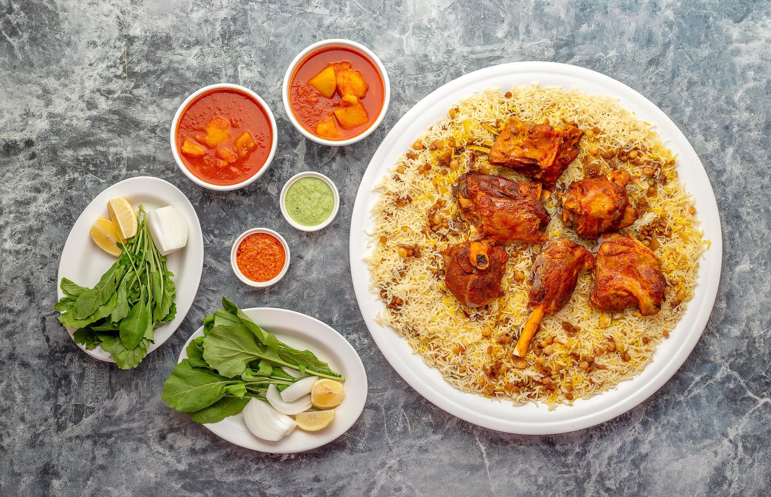 Tray of naimi arabic meat majboos