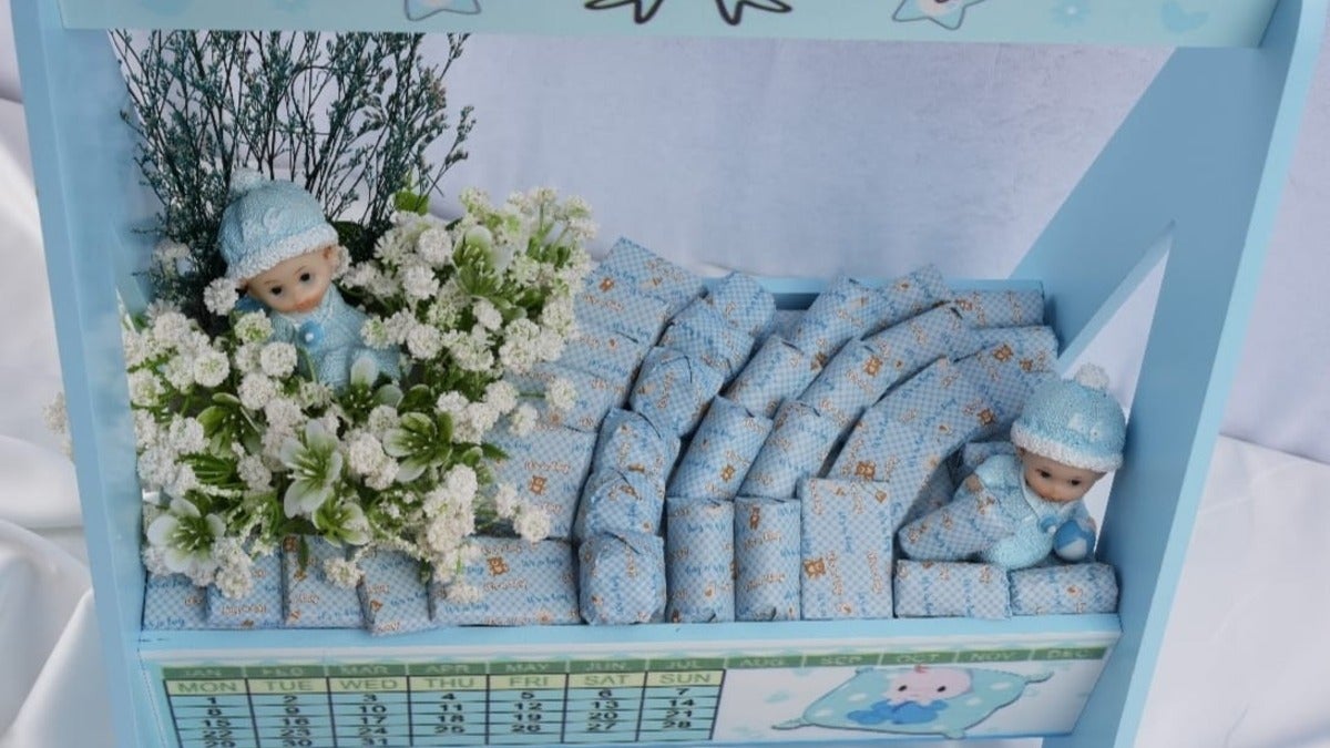 Sweet Baby Figurine Wrapped In Blue F 17992
