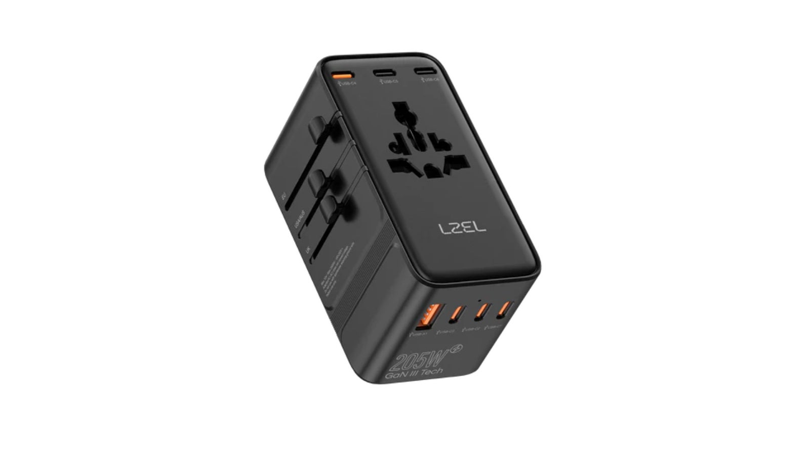 LZEL Voyage Globepowers 205W GaN III Fast PD Travel Adapter | Black
