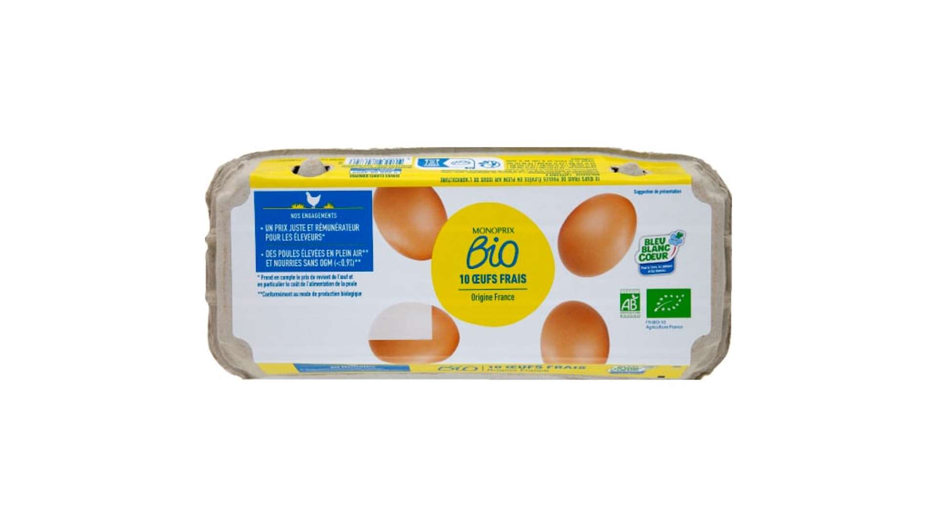 MONOP BIOLOGIQUE Oeuf bio frais La boîte de 10