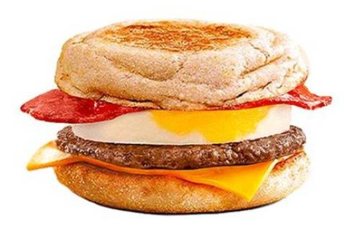 Egg bacon steak muffin