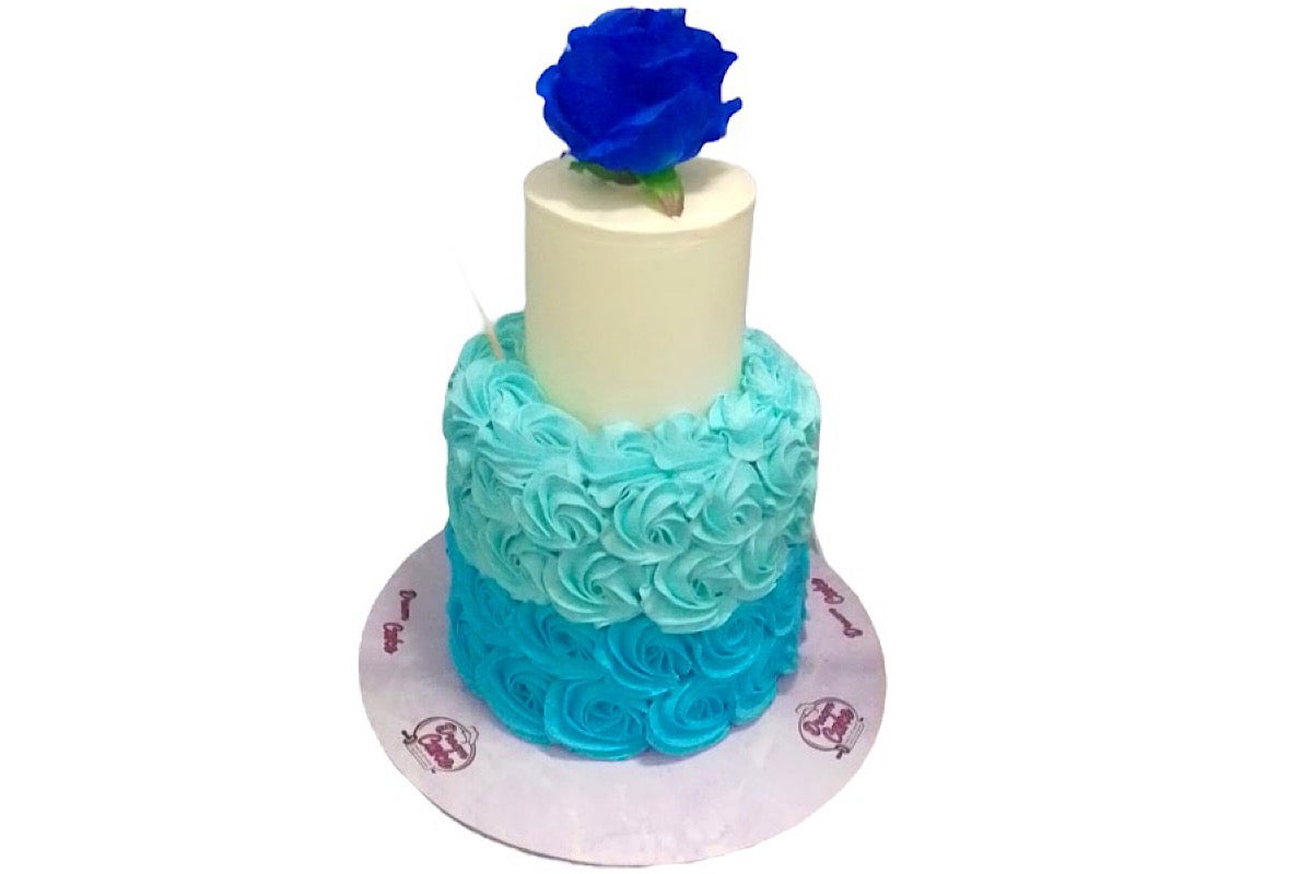 Ombre Blue 2 Tier Cake (2 Layers) (Serves 10-12 Persons)
