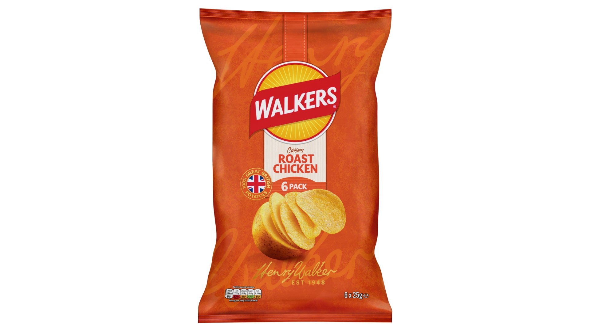 Walkers Roast Chicken Multipack Crisps 6x25g
