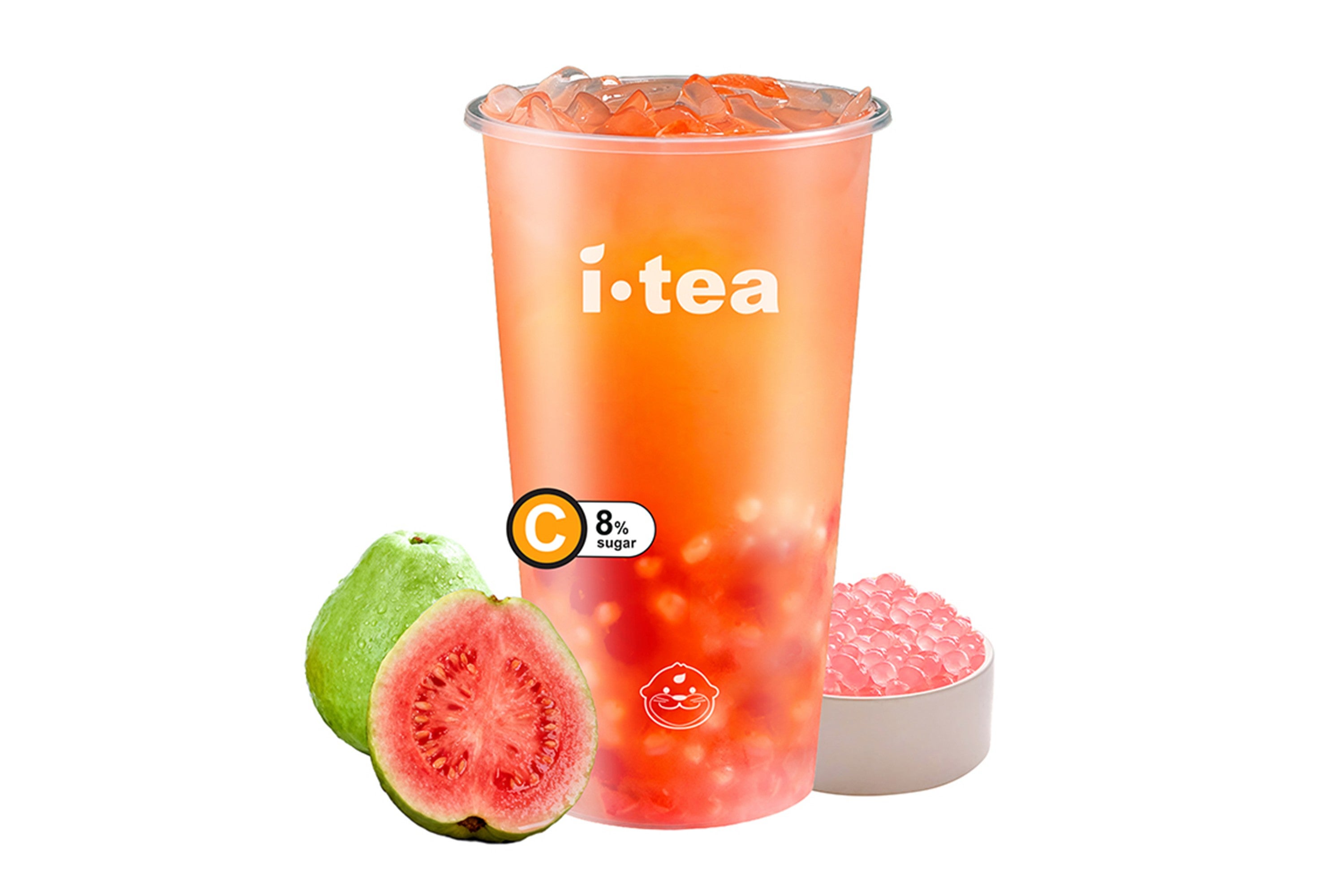 Pink Guava Green Tea Chestnut Popping Pearls 芭乐绿茶+马蹄爆爆珠