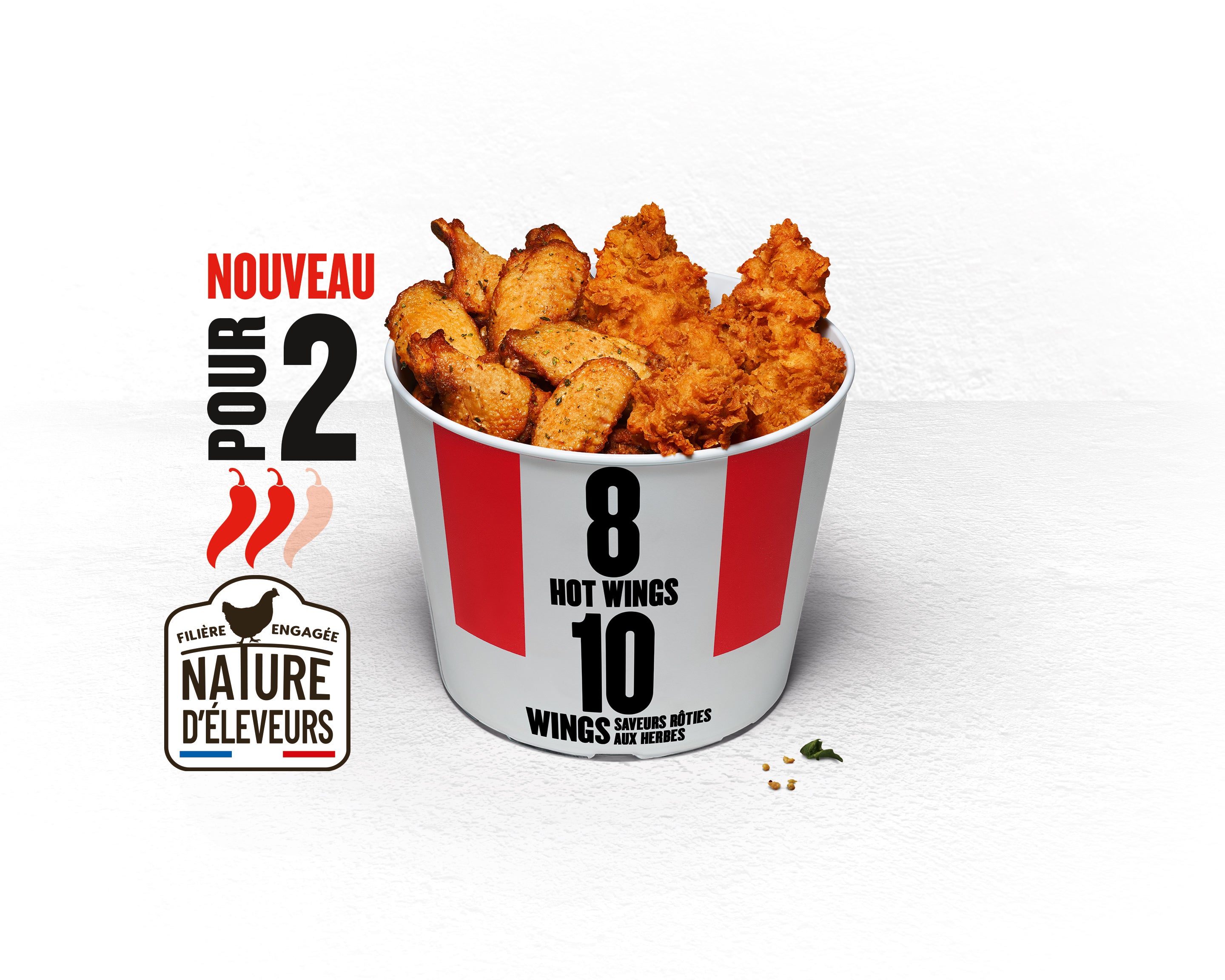BUCKET 10 WINGS® SAVEURS RÔTIES AUX HERBES+ 8 HOT WINGS®