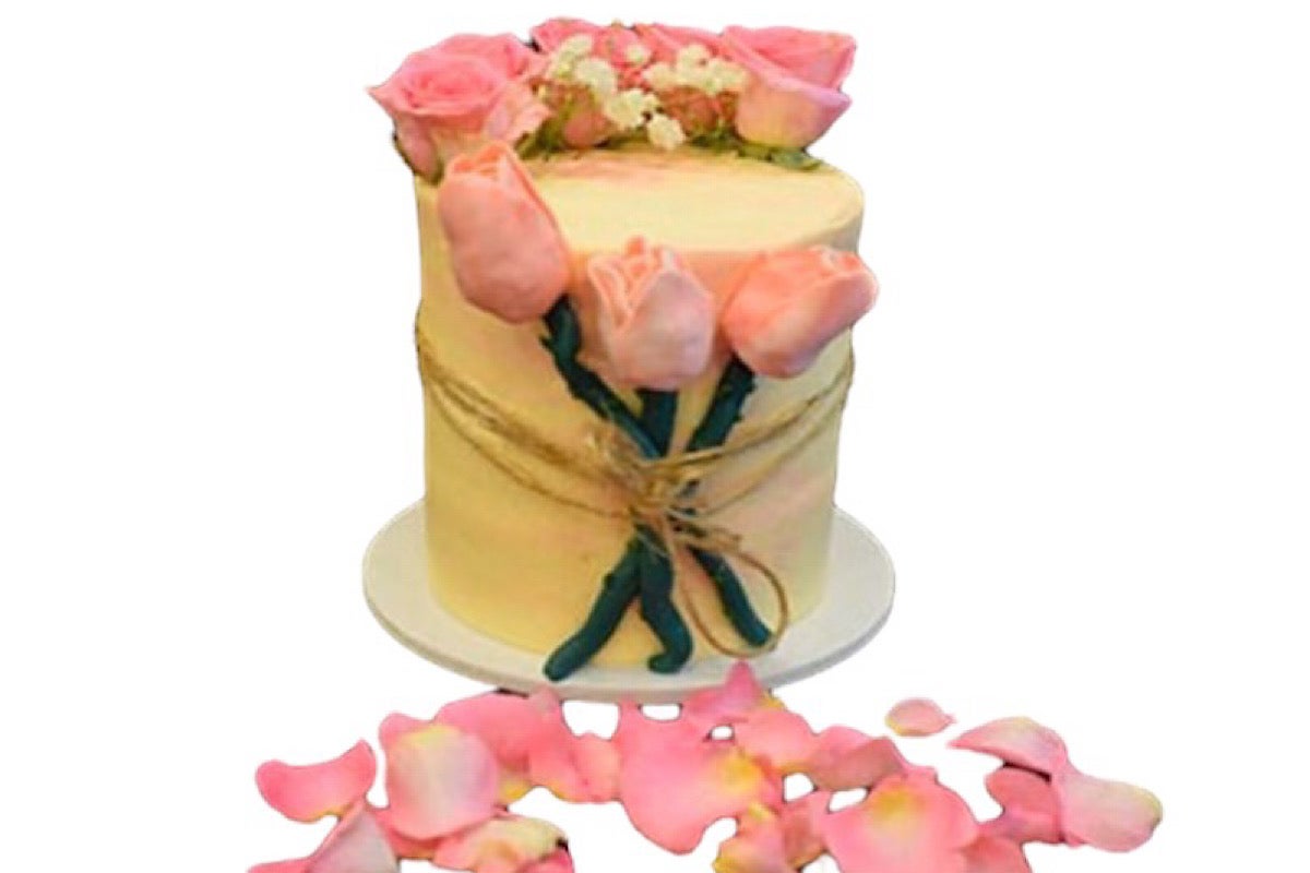 Ribbon Cake With Flowers (6 Inches) (Serves 6-8 Persons)