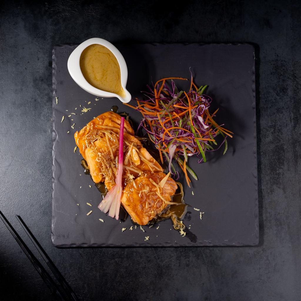 Miso Marinated Ginger Salmon Teppanyaki