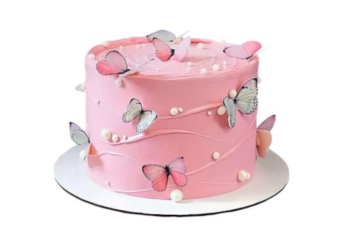 Pink butterfly cake