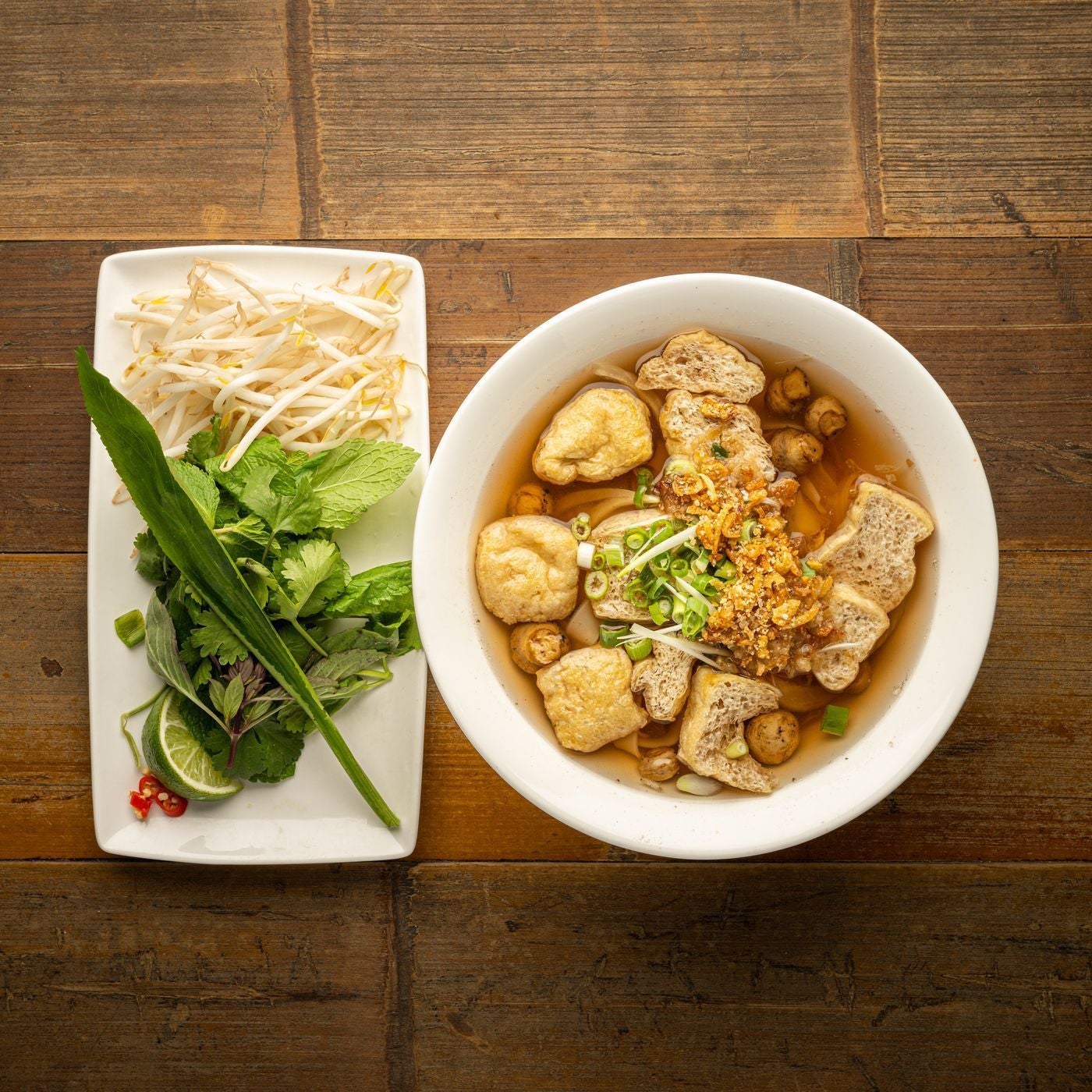 Tofu & mushroom pho noodle soup (VG/V - if in veggie broth)