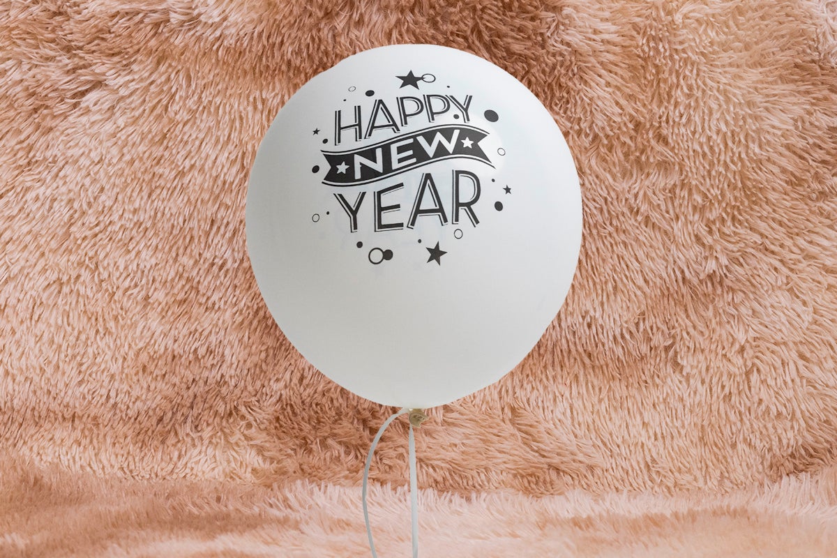 Happy New Year White Balloon