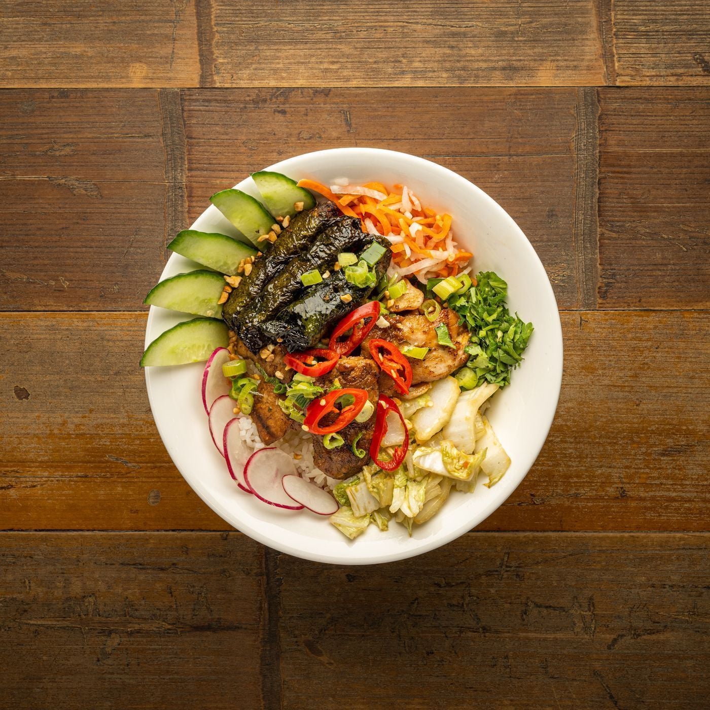 3 meat combo rice bowl