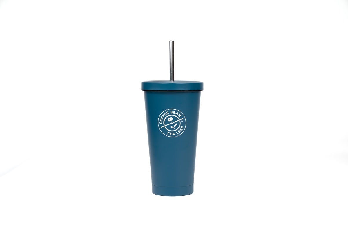 Straw Thermos Cup - Dark Blue (16oz)