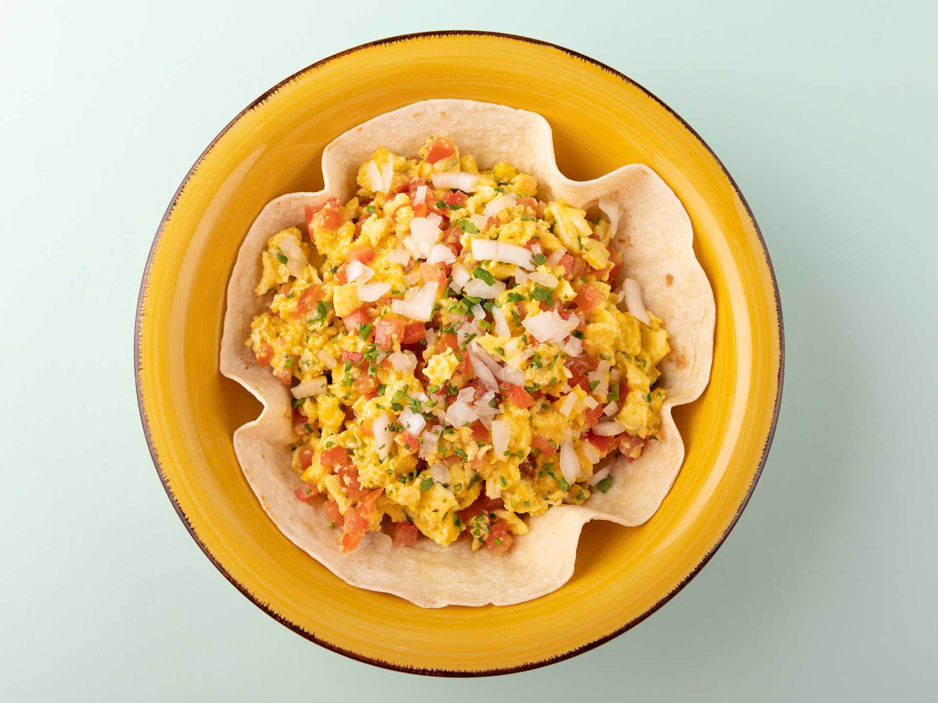Tomato Onion Scrambled Egg Bowl