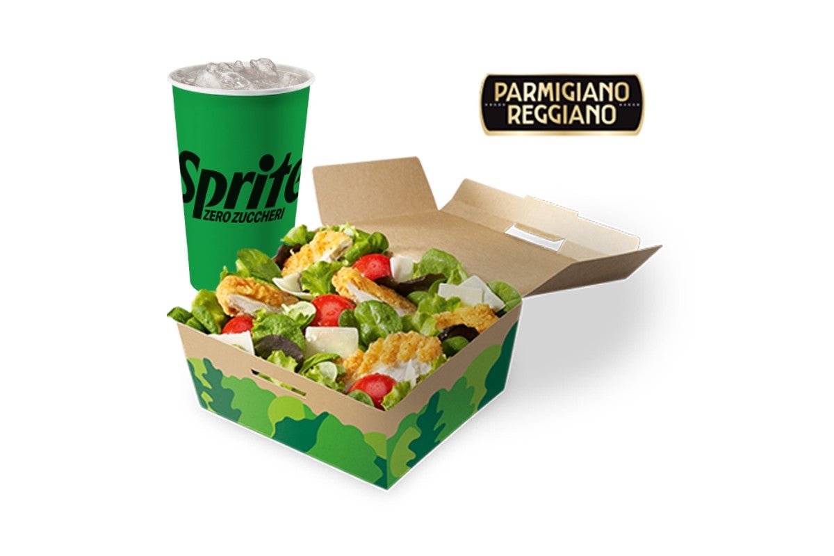 Menu Insalata pollo croccante e Parmigiano Reggiano