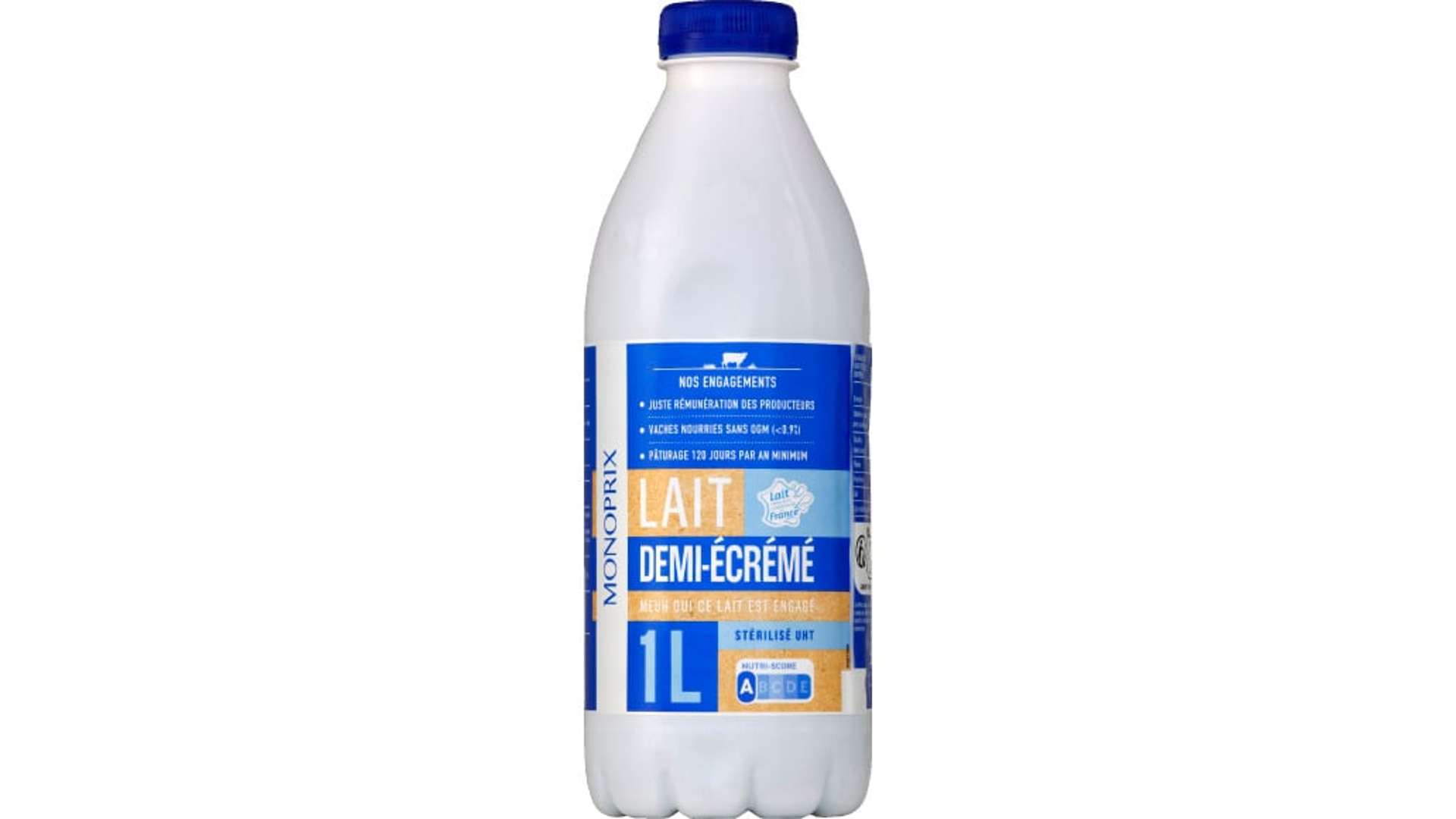 Monoprix Lait demi-ecreme sterilise UHT La bouteille de 1l