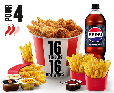 Menu 16 Tenders®  + 16 Hot Wings®