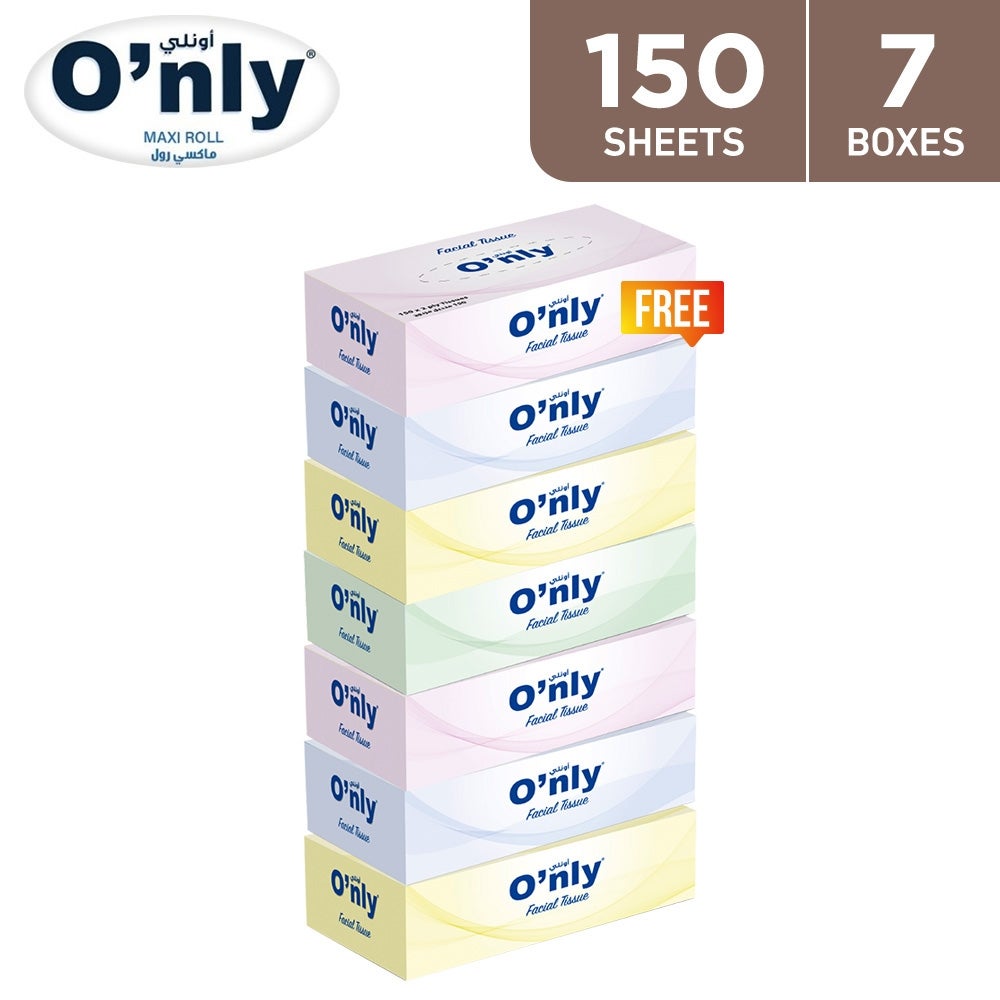 O’nly Facial Tissues 150 Sheets (5 + 2 Free)