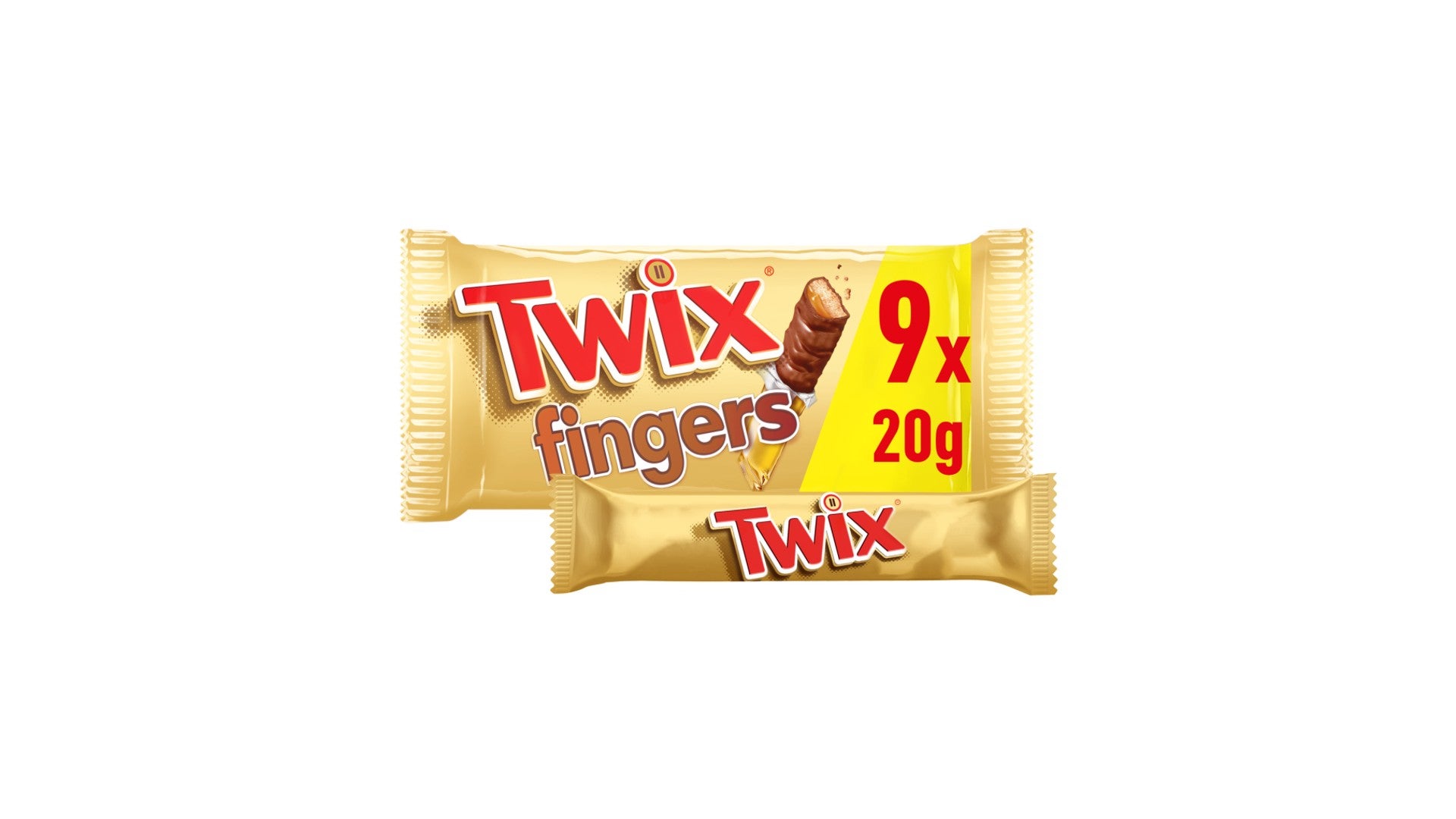 Twix Caramel & Milk Chocolate Fingers Biscuit Snack Bars Multipack 9 x 20g