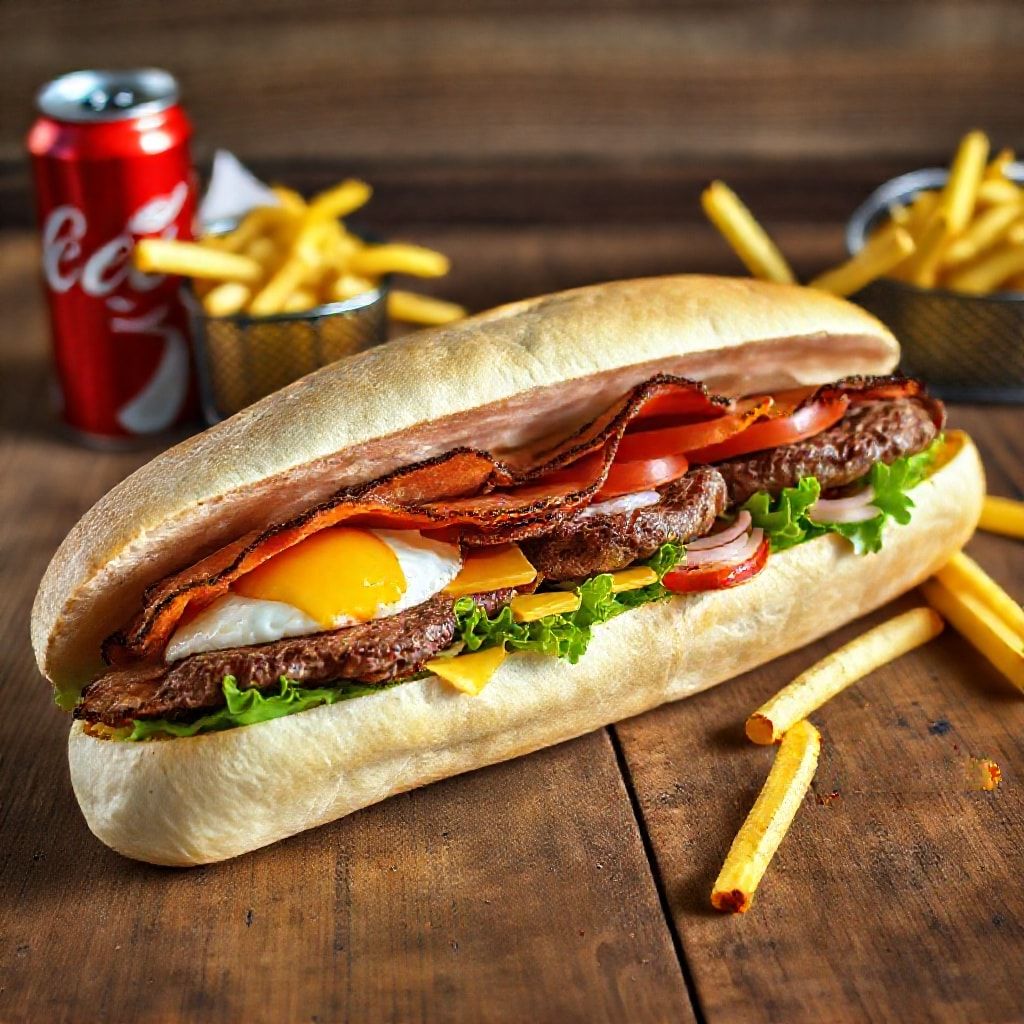 Menu sandwich triple steak