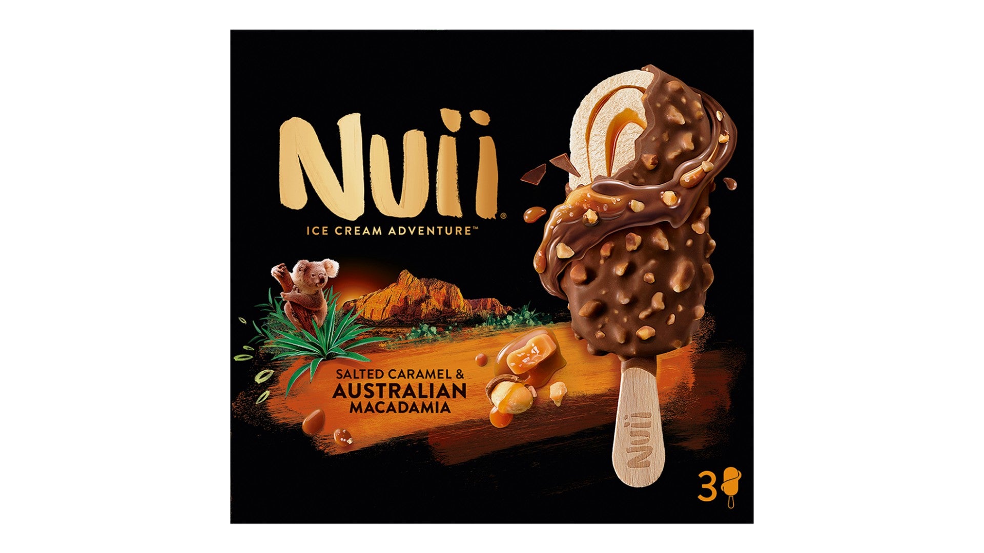 Nuii Salted Caramel & Australian Macadamia Ice Cream 3x90ml