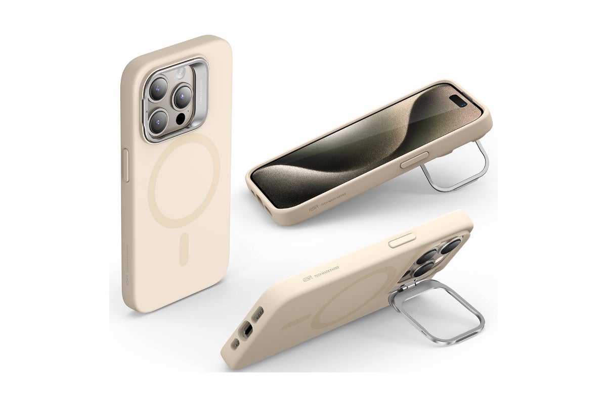 ESR Cloud Soft Case With Stash Stand (HaloLock) For iPhone 15 Pro - Light Tan
