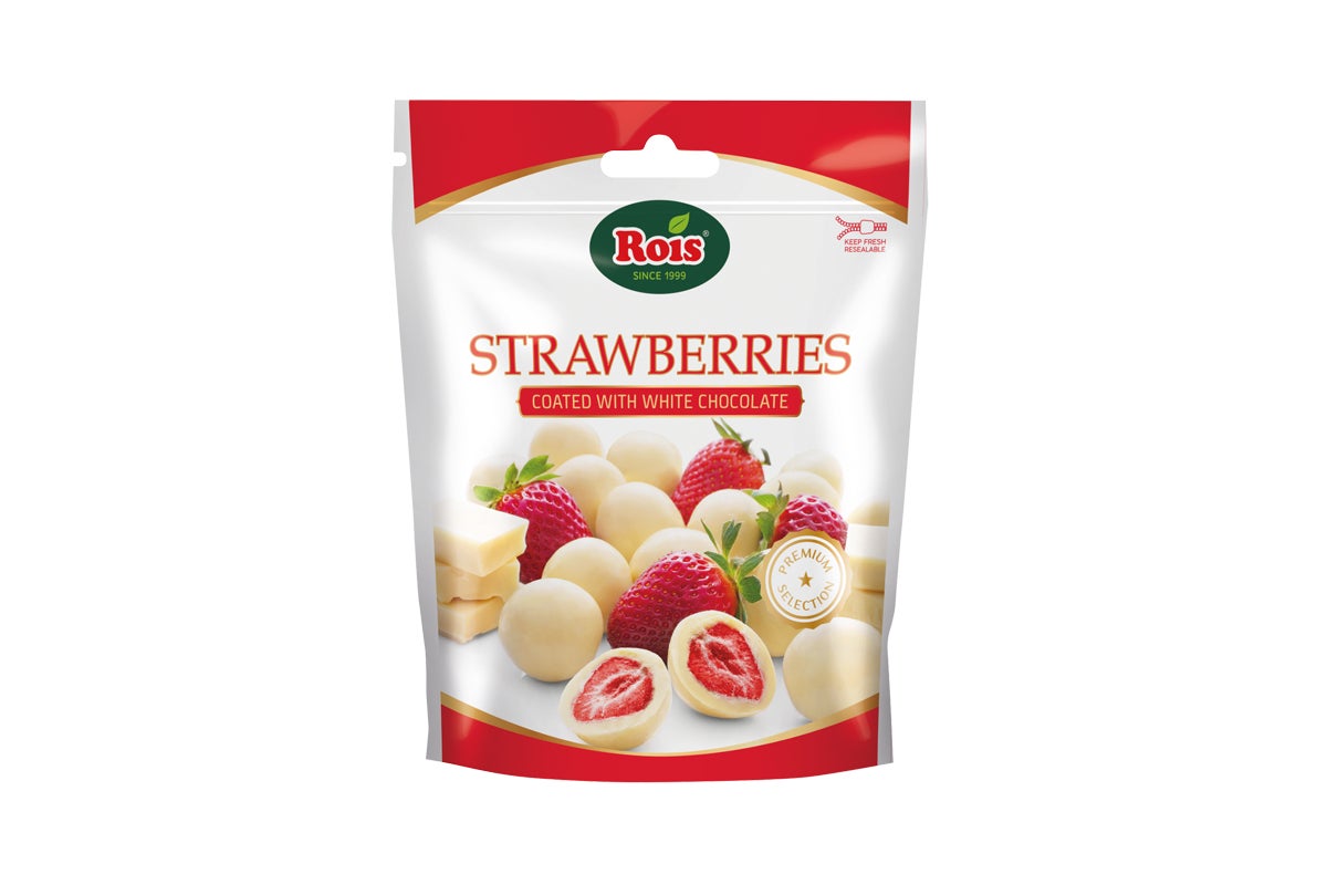 Rois Strawberries With White Chocolate 100g