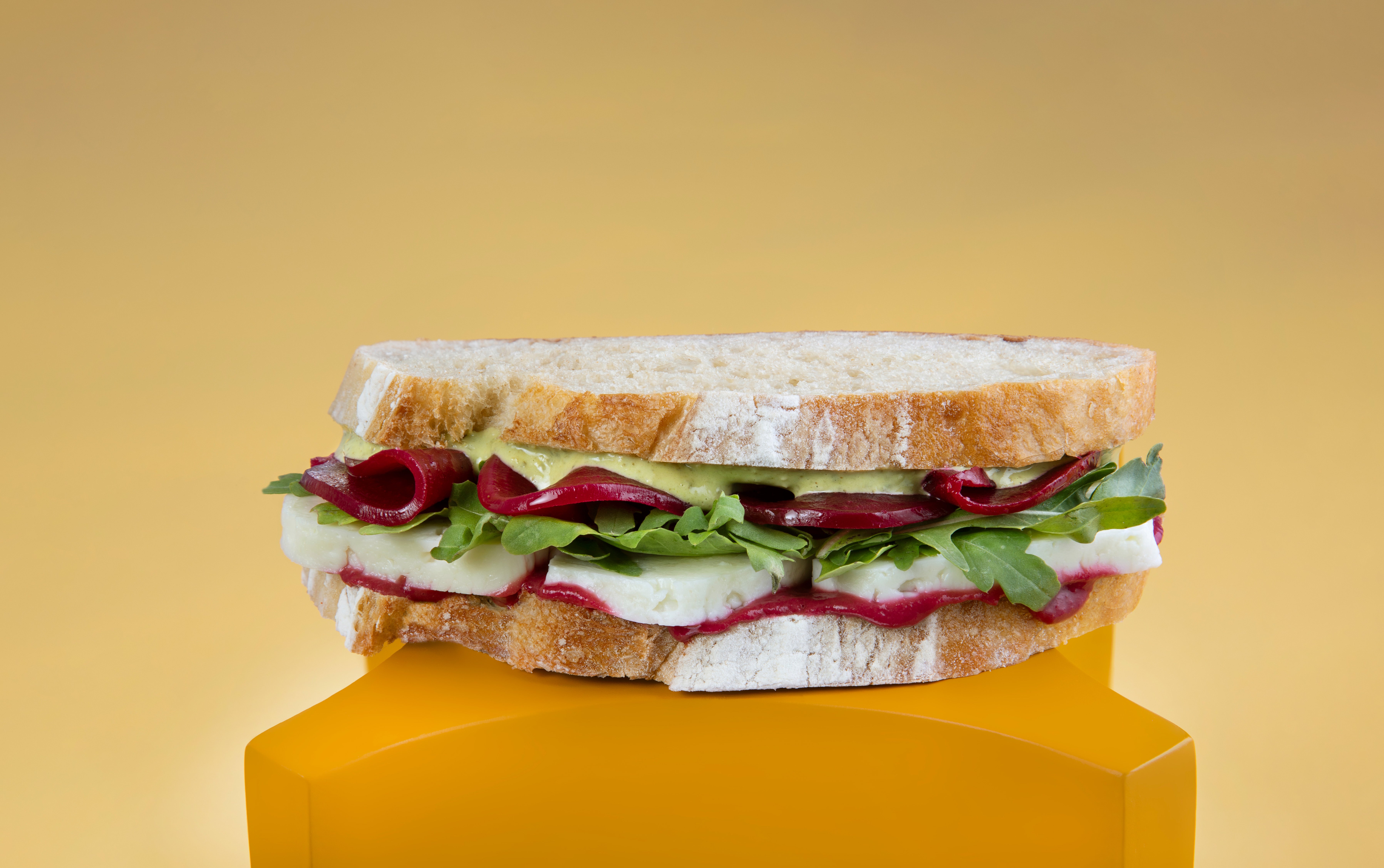 Beets And Halloumi Sandwich