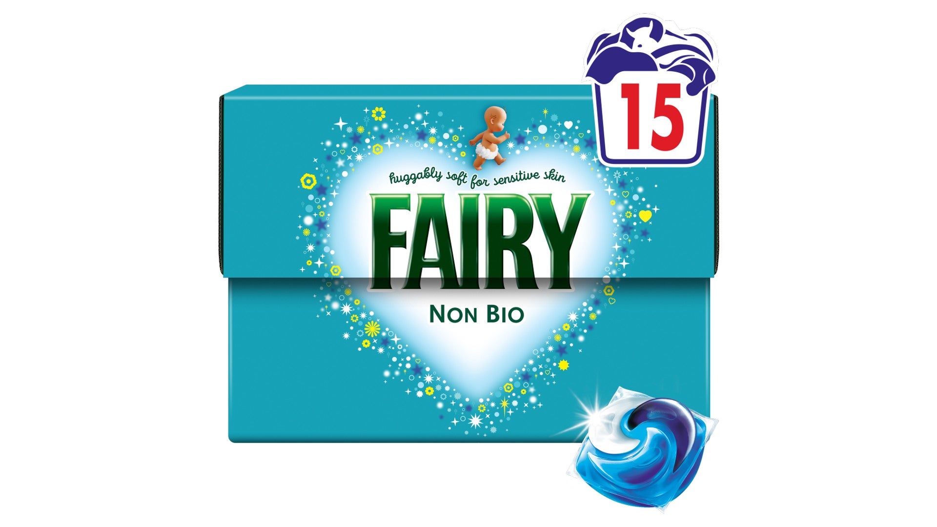 Fairy Non Bio Washing Liquid Pods, For Sensitive Skin 15 Washes