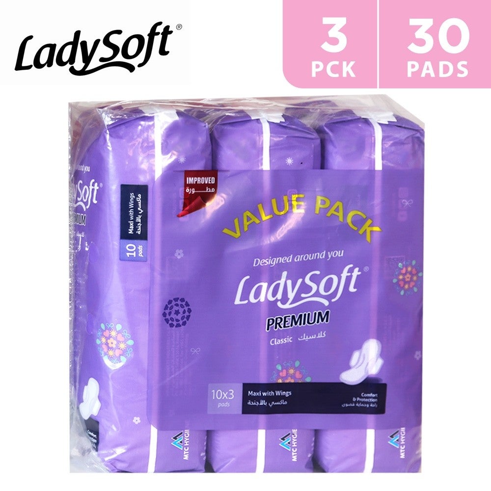 Ladysoft Premium Classic Maxi With Wings Pads 10 Pads