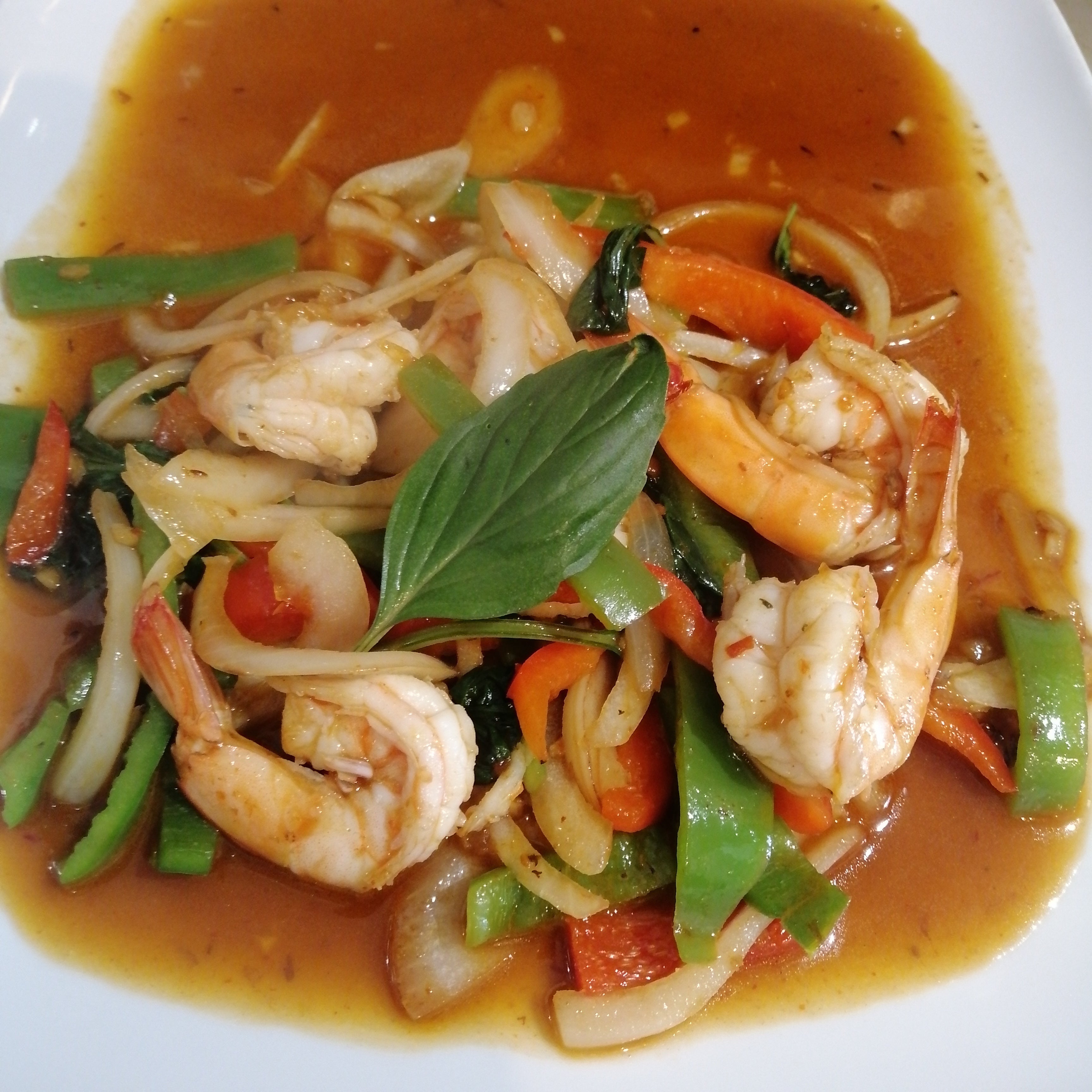 🍲🦐P15 Crevettes sauté au basilic thai