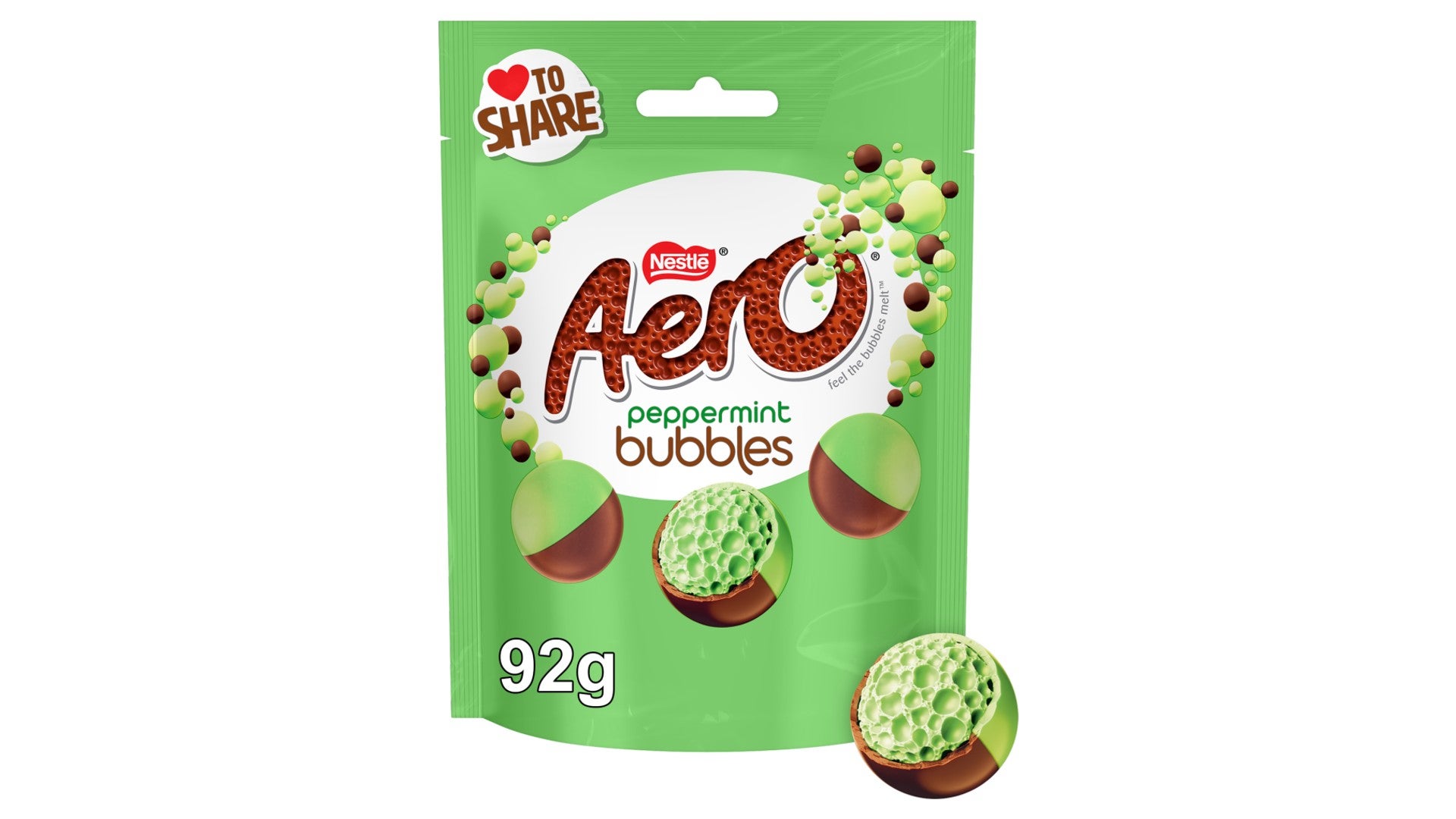 Aero Bubbles Peppermint Mint Chocolate Sharing Bag 92g
