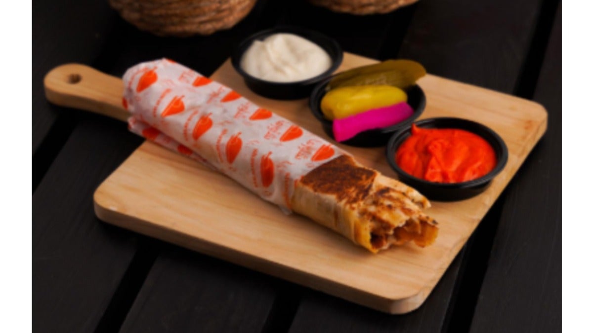 Chicken Shawarma Sandwich In Saj Bread